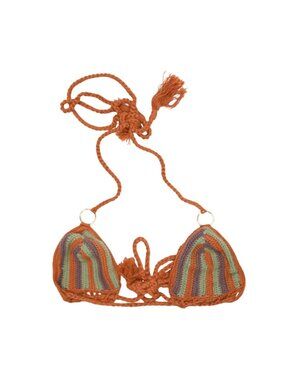 Indah Crochet Triangle Bikini Top in Orange Purple Green